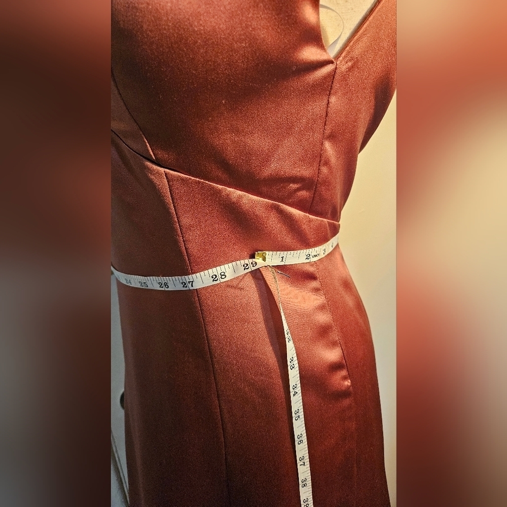 Source Unknown Rust Satin Maxi Dress. Size 10, Ruching In The Back - Picture 5 of 9